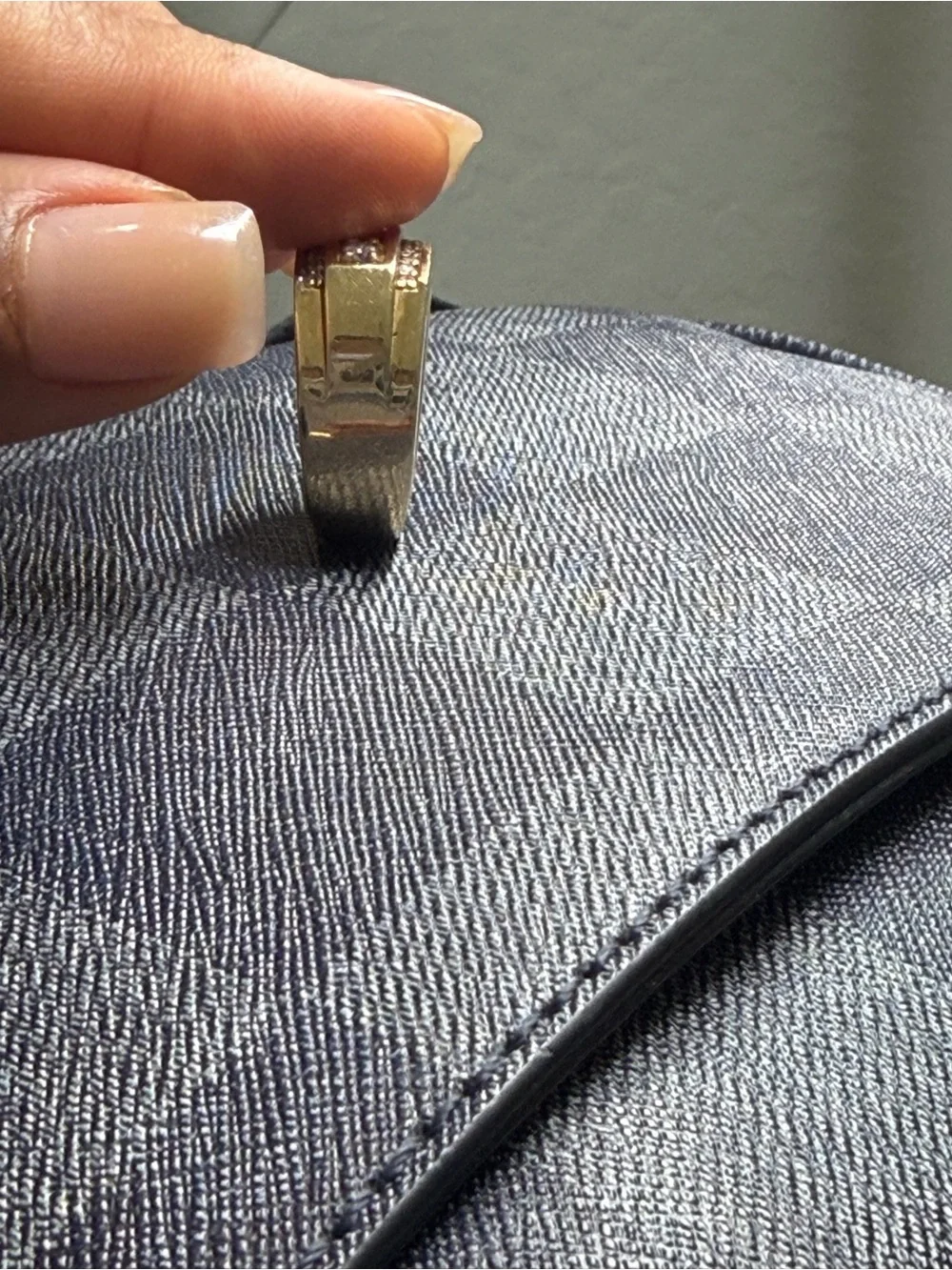 Men's Gold Tone Multi-Row Crystal Accent Ring